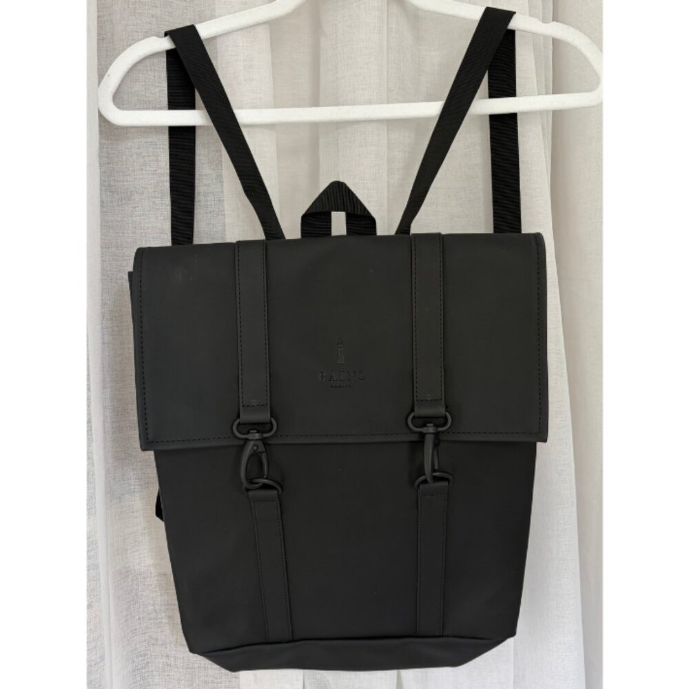 RAINS MSN Logo-Debossed Waterproof Backpack – Black